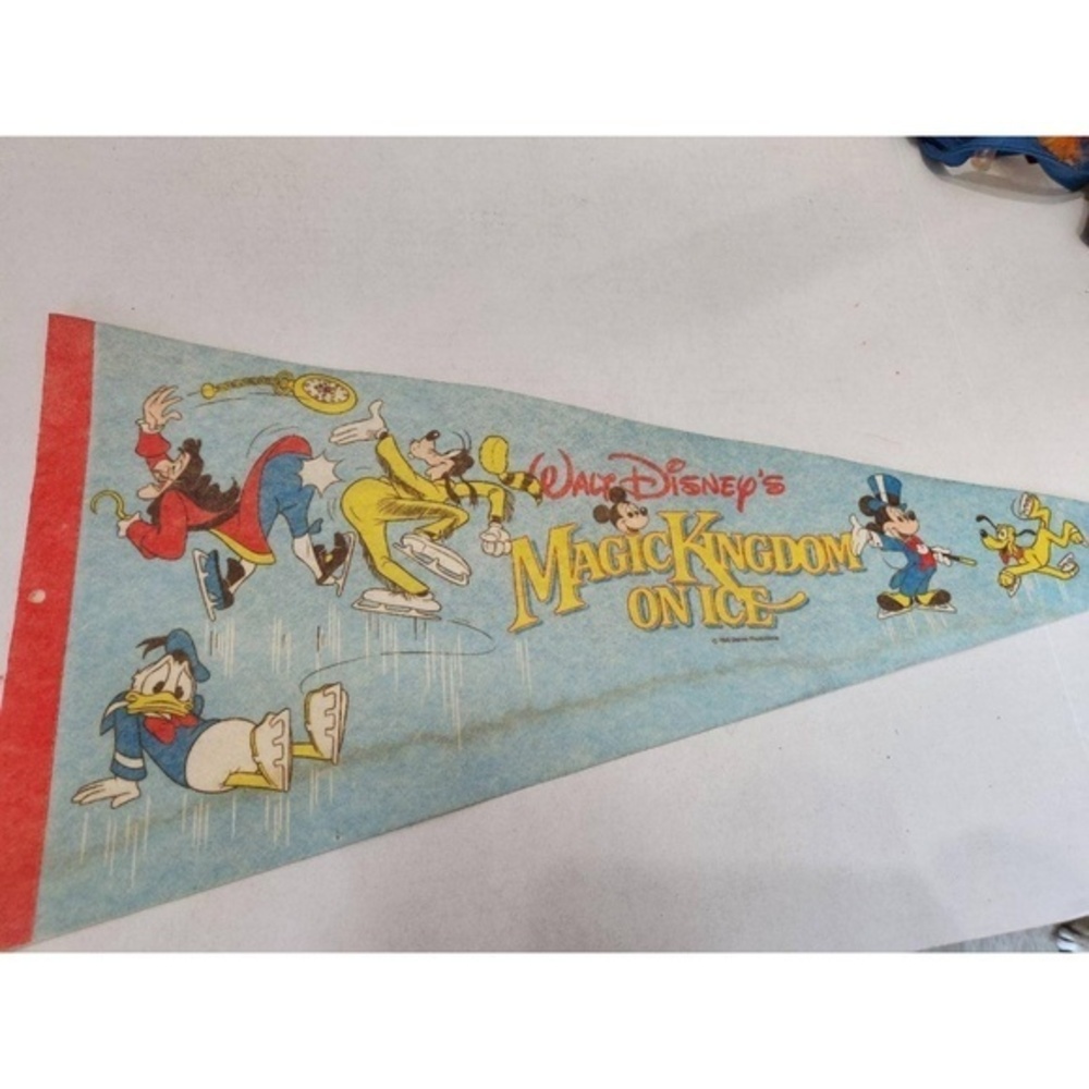 Vintage Walt Disney Pennant Multi-Color Vintage Magic Kingdom On Ice Collectible